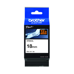 Brother+P-Touch+Stencil+Tape+Cassette+18mm+x+3m+Black+on+White+Tape+STE-141
