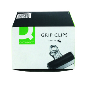 Q-Connect+Grip+Clip+75mm+Black+%2810+Pack%29+KF01291