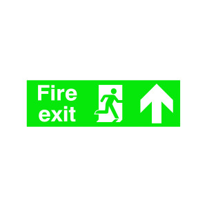 Safety+Sign+Fire+Exit+Running+Man+Arrow+Up+150x450mm+PVC+FX04711R