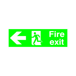 Safety+Sign+Fire+Exit+Running+Man+Arrow+Left+150x450mm+PVC+FX04311R
