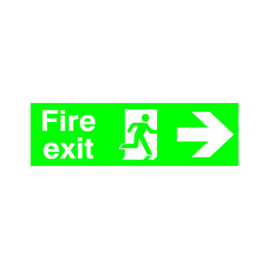 Safety+Sign+Fire+Exit+Running+Man+Arrow+Right+150x450mm+PVC+FX04411R