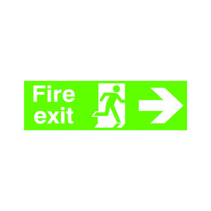 Safety+Sign+Niteglo+Fire+Exit+Running+Man+Arrow+Right+150x450mm+PVC+FX04411M