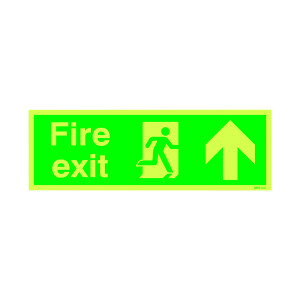 Safety+Sign+Niteglo+Fire+Exit+Running+Man+Arrow+Up+150x450mm+PVC+FX04711M