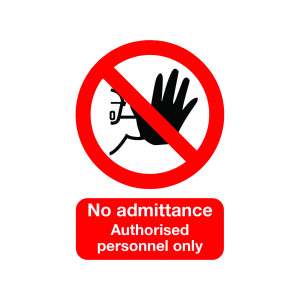 Safety+Sign+No+Admittance+Authorised+Personnel+Only+Self-Adhesive+A5+ML01551S
