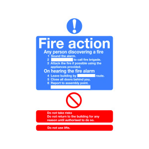 Safety+Sign+Fire+Action+Standard+A5+Self-Adhesive+FR03551S
