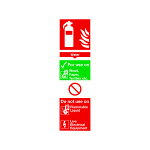 Safety+Sign+Fire+Extinguisher+Water+For+Use+On+PVC+300x100mm+Rigid+PVC+F100%2FR