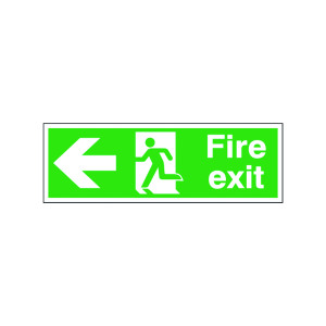 Safety+Sign+Fire+Exit+Running+Man+Arrow+Left+150x450mm+Self-Adhesive+E97A%2FS