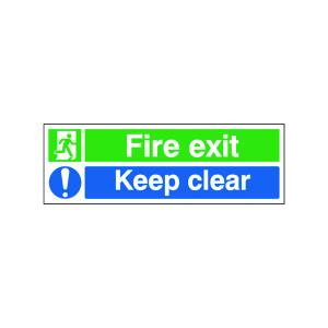 Safety+Sign+Fire+Exit+Keep+Clear+150x450mm+Self-Adhesive+EC08S%2FS