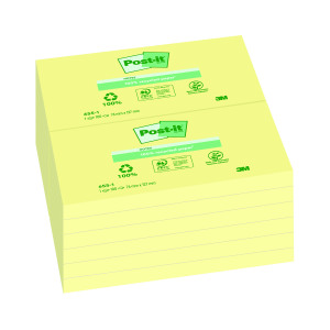 Post-it+Notes+Recycled+76x127mm+Canary+Yellow+%28Pack+of+12%29+655-1Y