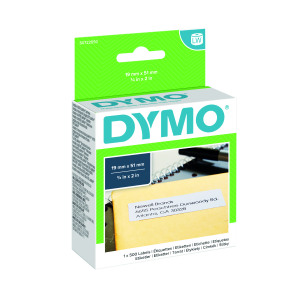 Dymo+11355+Multipurpose+Labels+19mmx51mm+White+%28Pack+of+500%29+S0722550