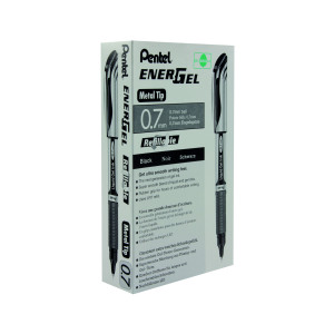 Pentel+EnerGel+Xm+Rollerball+Pen+Medium+Black+%28Pack+of+12%29+BL57-A
