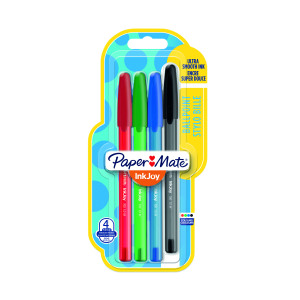 PaperMate+Inkjoy+100+Capped+Ballpoint+Pens+Medium+Assorted+%28Pack+of+4%29+1956718