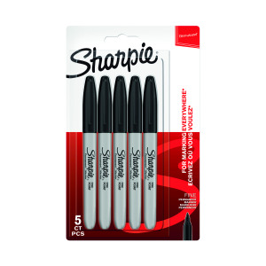 Sharpie+Permanent+Marker+Fine+Black+%28Pack+of+5%29+1986051