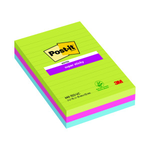 Post-it+Notes+Super+Sticky+101x152mm+Lined+Ultra+%28Pack+of+3%29+660-3SSUC