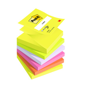 Post-it+Z-Notes+76x76mm+Neon+Rainbow+%28Pack+of+6%29+R330NR