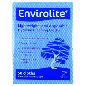 Envirolite+Lightweight+480x360mm+Blue+All+Purpose+Cloths+%28Pack+of+50%29+ELF500