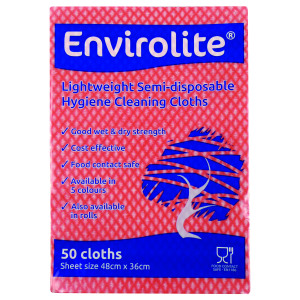Envirolite+480x360mm+Red+Lightweight+All+Purpose+Cloths+%2850+Pack%29+ELF500