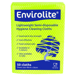 Envirolite+Lightweight+480x360mm+Yellow+All+Purpose+Cloths+%28Pack+of+50%29+ELF500