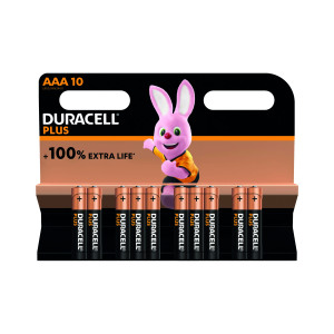 Duracell+Plus+AAA+Battery+Alkaline+100%25+Extra+Life+%28Pack+of+10%29+5015843