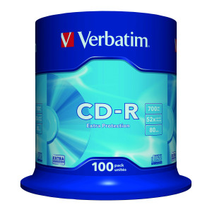 Verbatim+CD-R+Datalife+Non-AZO+52x+700MB+%28Pack+of+100%29+43411