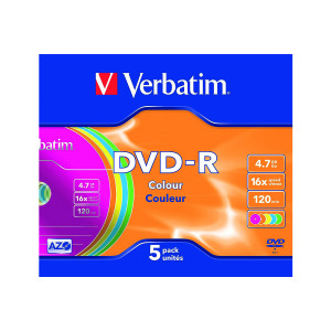 Verbatim+DVD-R+Non-Printable+Jewel+Case+16x+4.7GB+%28Pack+of+5%29+43557
