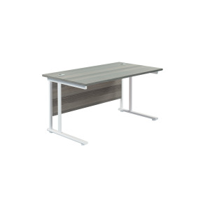Jemini+Rectangular+Cantilever+Desk+1400x800x730mm+Grey+Oak%2FWhite+KF806998