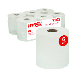 Wypall+L20+Wiper+Centrefeed+Roll+White+%28Pack+of+6%29+7303