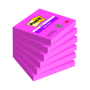 Post-it+Notes+Super+Sticky+76x76mm+Fuchsia+90+Sheets+%28Pack+of+6%29+654-6SS-PNK-EU