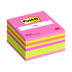 Post-it+Note+Sticky+Notes+Cube+76x76mm+Neon+350+Sheets+2028NP