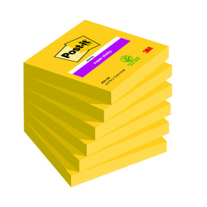 Post-it+Notes+Super+Sticky+76x76mm+Ultra+Yellow+90+Sheets+%28Pack+of+6%29+654-S6