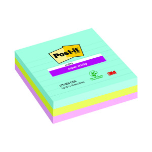 Post-It+Super+Sticky+XL+Notes+101x101mm+Lined+Miami+%28Pack+of+3%29+675-SS3-MIA