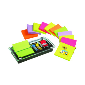 Post-it+Designer+Combi+Note+Dispenser+with+Z-Notes+and+Index+Tabs+Black+DS100-VP