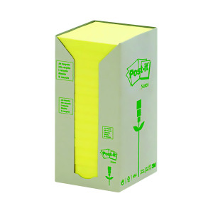 Post-it+Notes+Recycled+Tower+76x76mm+Canary+Yellow+%28Pack+of+16%29+654-1T