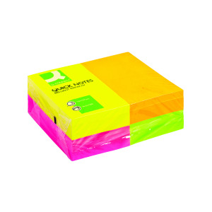 Q-Connect+Quick+Notes+Repositionable+127x76mm+Assorted+Neon+%28Pack+of+12%29+KF01350