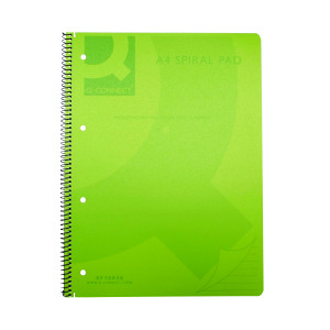 Q-Connect+Spiral+Bound+Polypropylene+Notebook+160+Pages+A4+Green+%285+Pack%29+KF10036