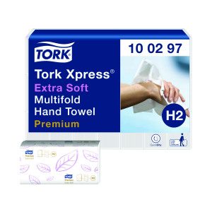 Tork+Xpress+Multifold+Hand+Towel+H2+100+Sheets+Per+Sleeve+White+%28Pack+of+21%29+100297