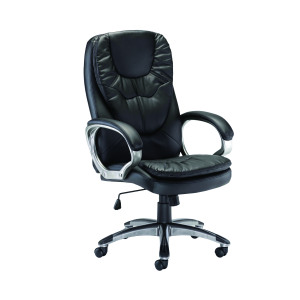 Arista+Murcia+High+Back+Executive+Chair+700x325x650mm+Leather+Look+Black+KF97092