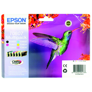 Epson+T0807+Ink+Cartridge+Claria+Photographic+Hummingbird+Multipack+CMYK%2FLt+Cy%2FLt+Mag+C13T08074011
