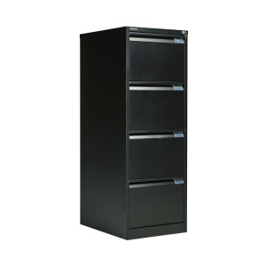 Bisley+4+Drawer+Filing+Cabinet+Lockable+470x622x1321mm+Black+BS4E+BLACK