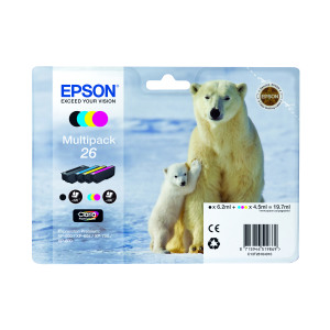 Epson+26+Ink+Cartridge+Claria+Premium+Polar+Bear+Multipack+CMYK+C13T26164010