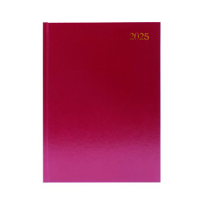Desk+Diary+2+Day+Per+Page+A4+Burgundy+2025+KFA42BG25