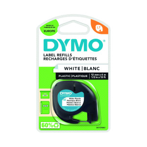 Dymo+LetraTag+Plastic+Tape+12mm+x+4m+White+PRL+S0721660