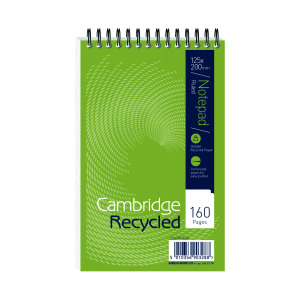 Cambridge+Recycled+Wirebound+Reporter%26apos%3Bs+Notepad+160+Pages+125+x+200mm+%28Pack+of+10%29+100080468
