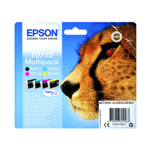 Epson+T0715+Ink+DURABrite+Ultra+Cheetah+Multipack+CMYK+C13T07154012
