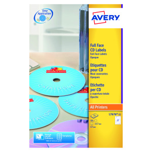 Avery+White+Full+Face+CD+DVD+Laser+Label+2+Per+Sheet+%2850+Pack%29+L7676-25