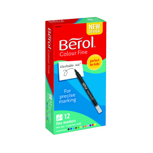 Berol+Colour+Fine+Pen+Water+Based+Ink+Assorted+%28Pack+of+12%29+S0672870