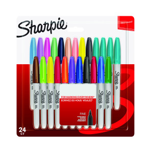 Sharpie+Permanent+Marker+Fine+Assorted+%28Pack+of+24%29+2065405