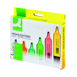Q-Connect+Pastel+Highlighters+%28Pack+of+6%29+9608200000