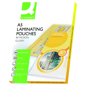 Q-Connect+A5+Laminating+Pouch+160+Micron+%28Pack+of+100%29+KF04106