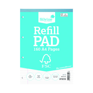 Silvine+Envrion+Ruled+Refill+Pad+A4+160+Pages+%28Pack+of+5%29+FSCRP80